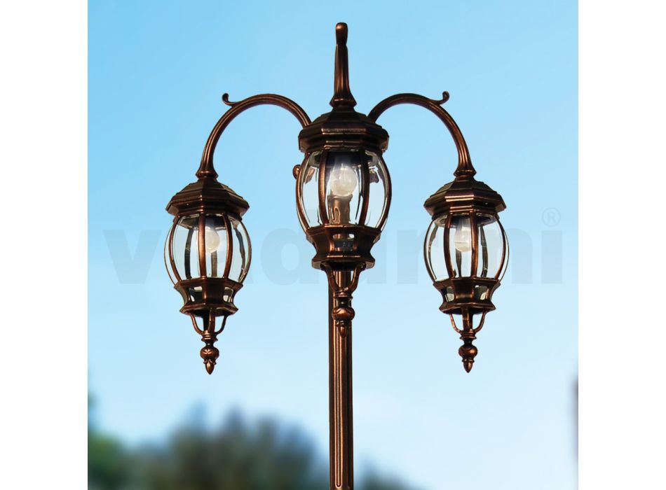 Lampa de exterior cu 3 lumini in stil vintage din aluminiu Made in Italy - Leona Viadurini
