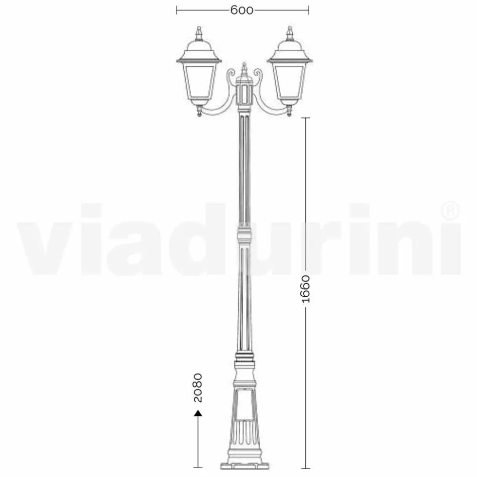 Lampă de iluminat din aluminiu cu două lămpi din Italia, Aquilina Viadurini