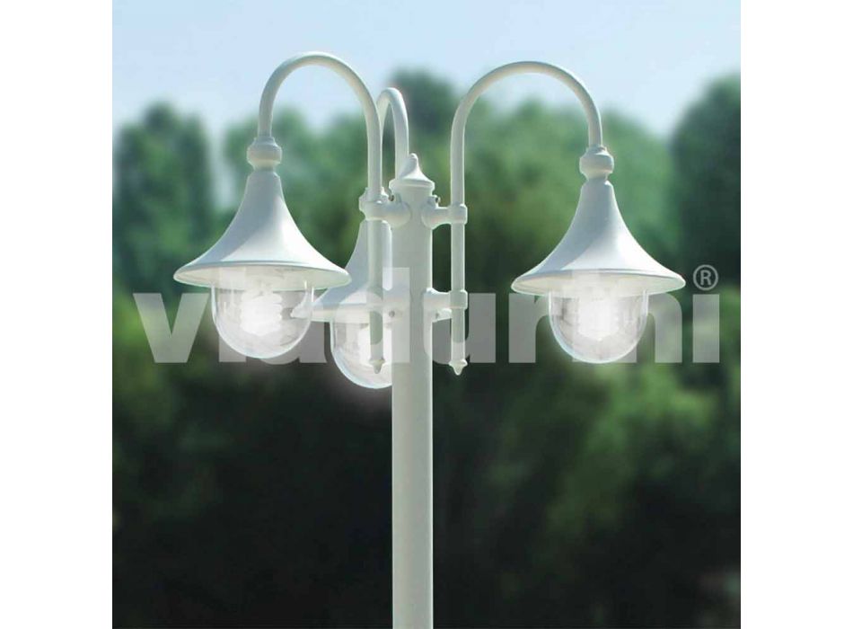 Lampa de exterior cu trei luminatoare din aluminiu alb făcut din Italia, Anusca Viadurini