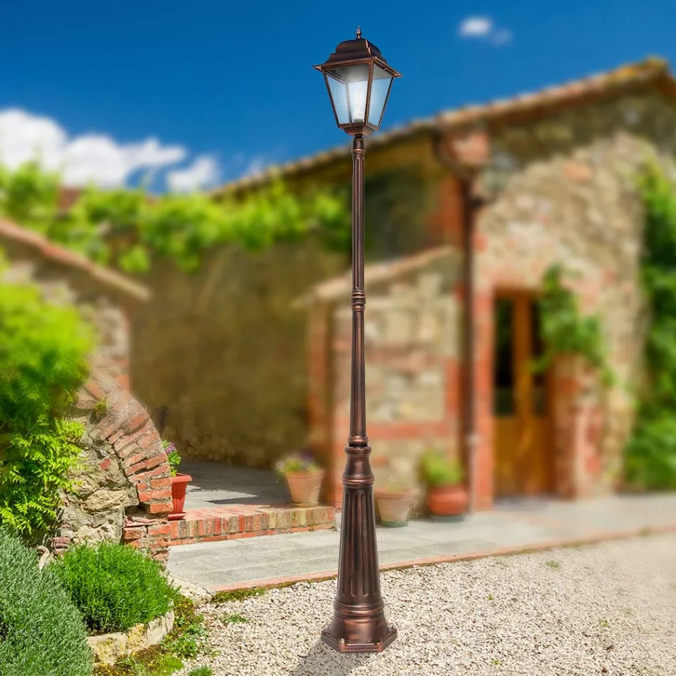Lampa de exterior cu inaltime de 252 cm din sticla si aluminiu turnat sub presiune - Alchemist Viadurini