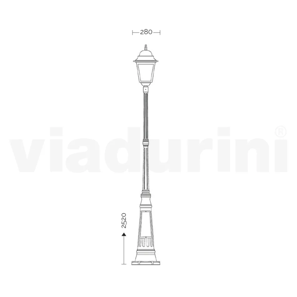 Lampa de exterior cu inaltime de 252 cm din sticla si aluminiu turnat sub presiune - Alchemist Viadurini
