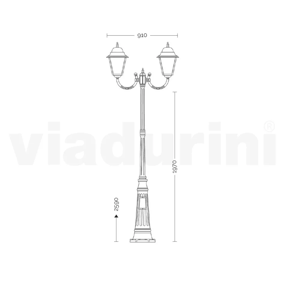 Lampa de exterior cu inaltime de 259 cm din sticla si aluminiu turnat sub presiune - Alchemist Viadurini