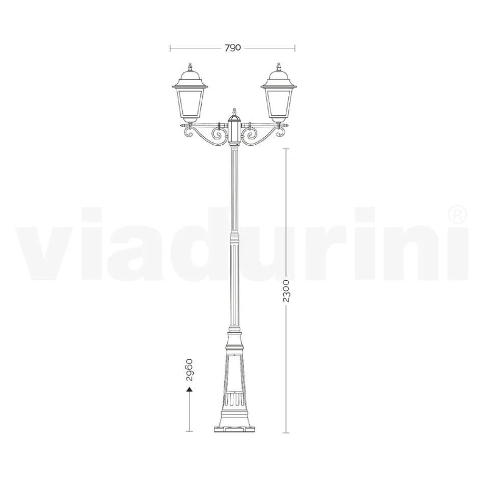 Lampa de exterior cu inaltime de 296 cm din sticla si aluminiu turnat sub presiune - Alchemist Viadurini