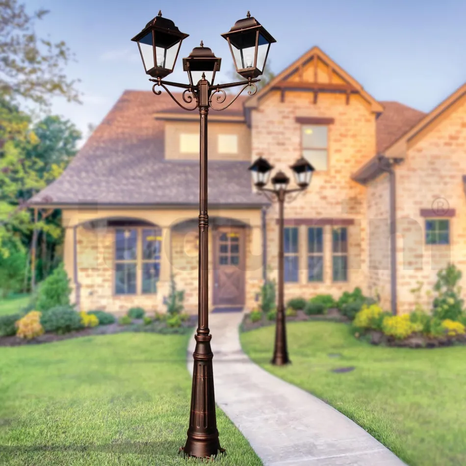 Lampa de exterior cu inaltime de 296 cm din sticla si aluminiu turnat sub presiune - Alchemist Viadurini