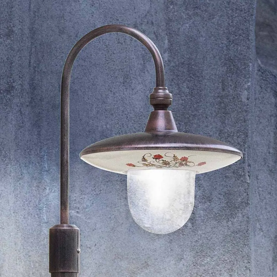 Lampă de exterior din aluminiu negru și flori pictate manual - Latina Viadurini