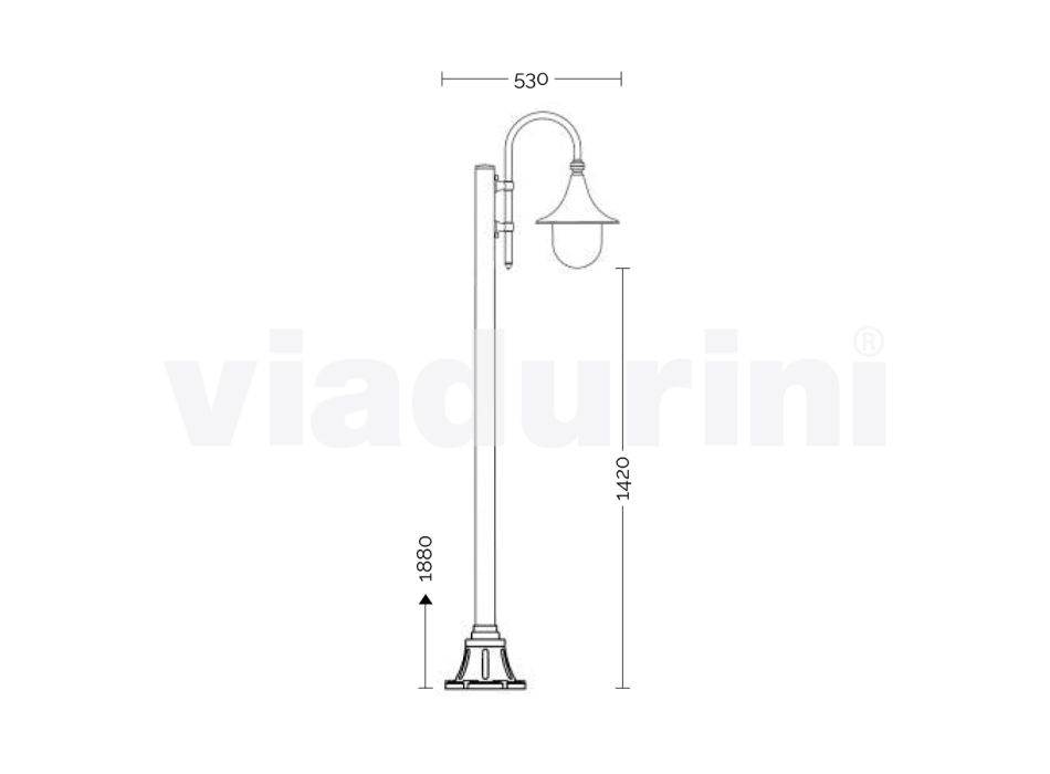 Lampa de gradina alb din aluminiu cu 1 lumina produsa in Italia, Anusca Viadurini