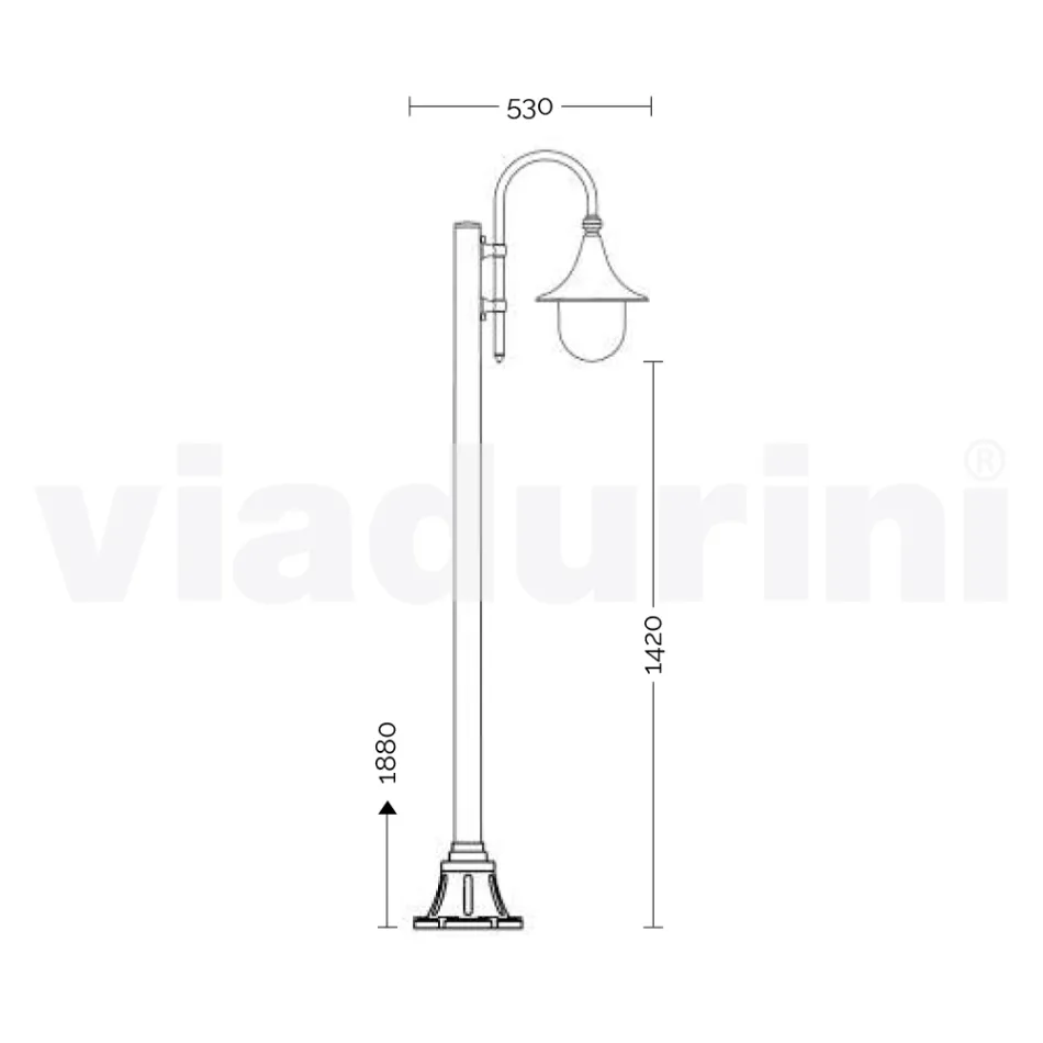 Lampa de gradina alb din aluminiu cu 1 lumina produsa in Italia, Anusca Viadurini