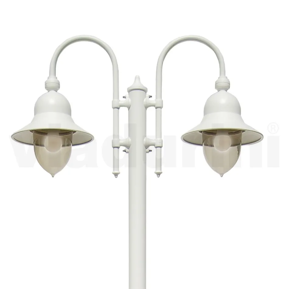 Lampa de Gradina Vintage 2 Lumini din Aluminiu Made in Italy - Cassandra Viadurini