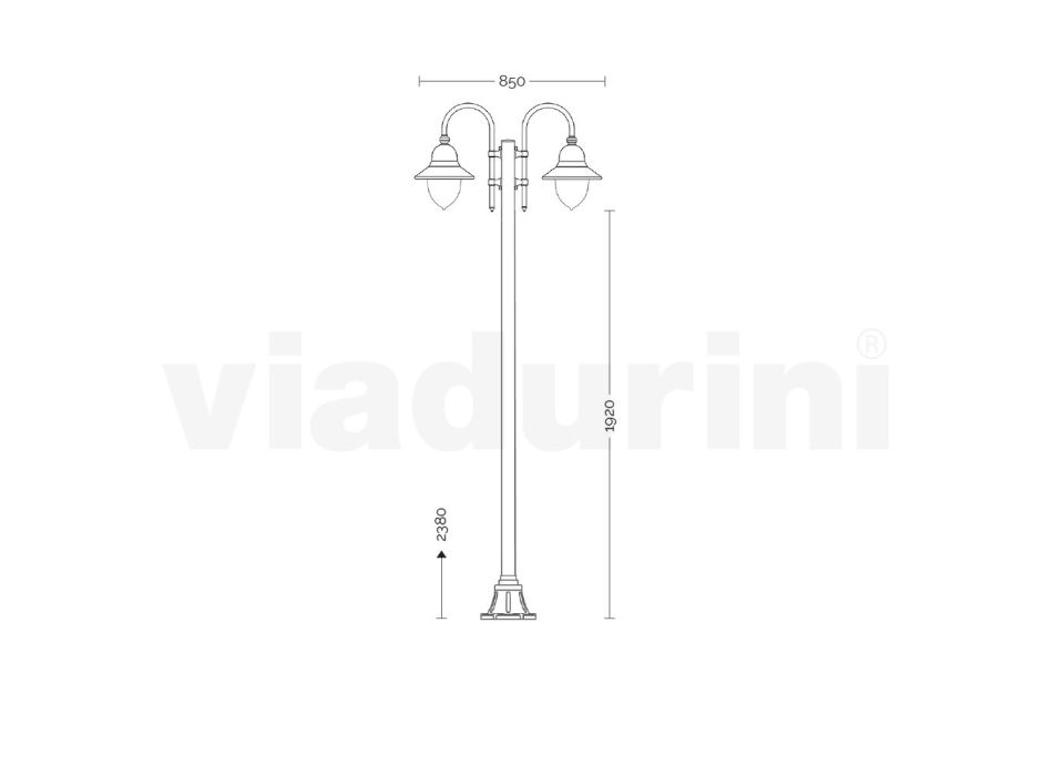 Lampa de Gradina Vintage 2 Lumini din Aluminiu Made in Italy - Cassandra Viadurini