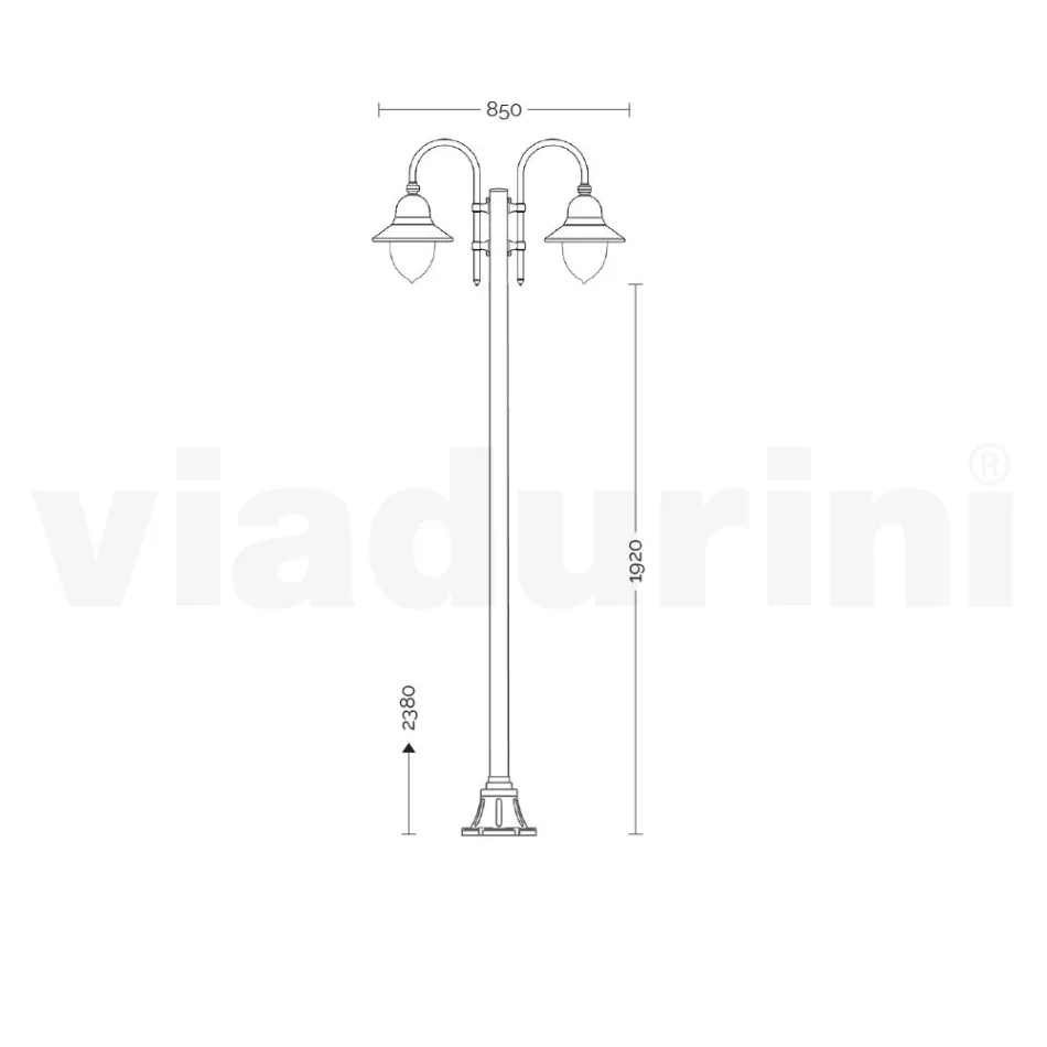 Lampa de Gradina Vintage 2 Lumini din Aluminiu Made in Italy - Cassandra Viadurini