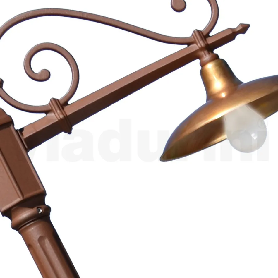 Lampă de grădină vintage din aluminiu și alamă Made in Italy - Adela Viadurini