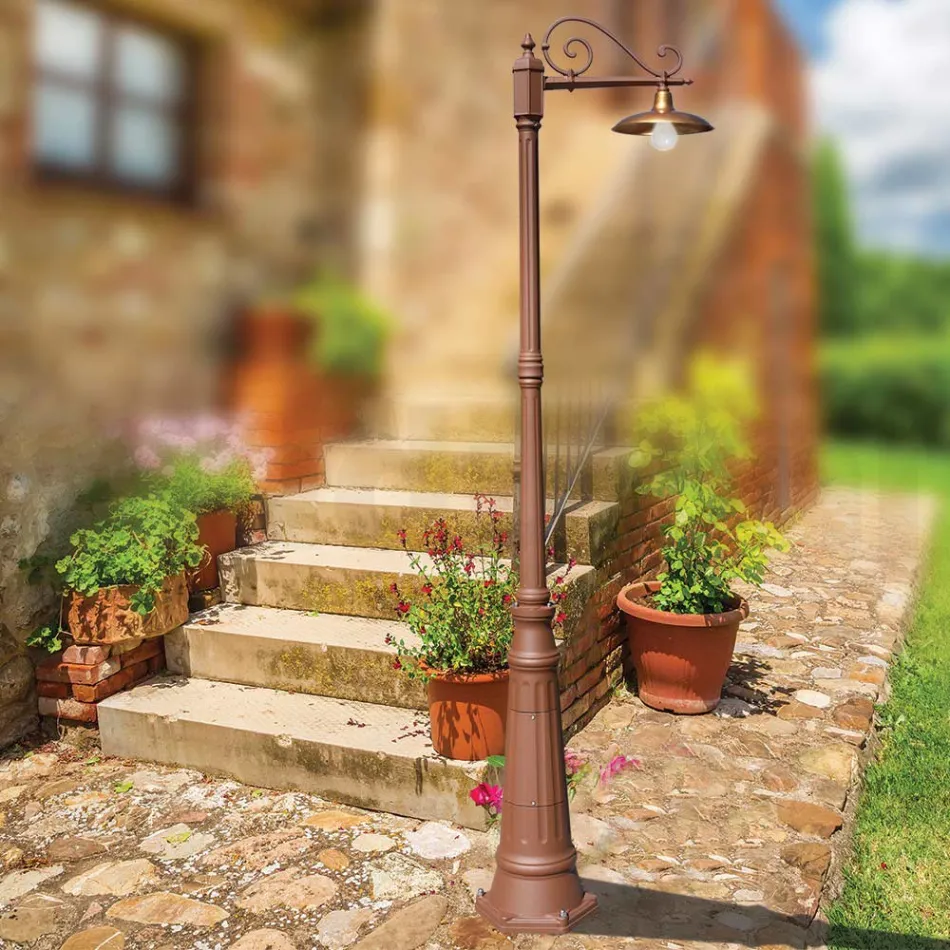 Lampă de grădină vintage din aluminiu și alamă Made in Italy - Adela Viadurini