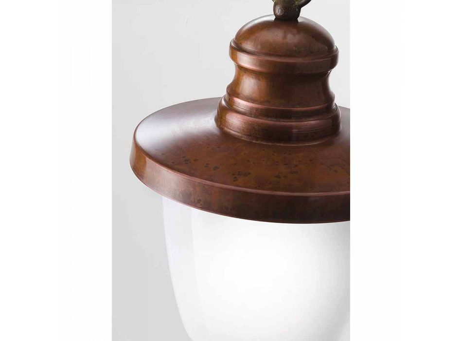 Lampă de exterior cu 2 lumini în sticlă albă, cupru și alamă - Veneția de Il Fanale Viadurini