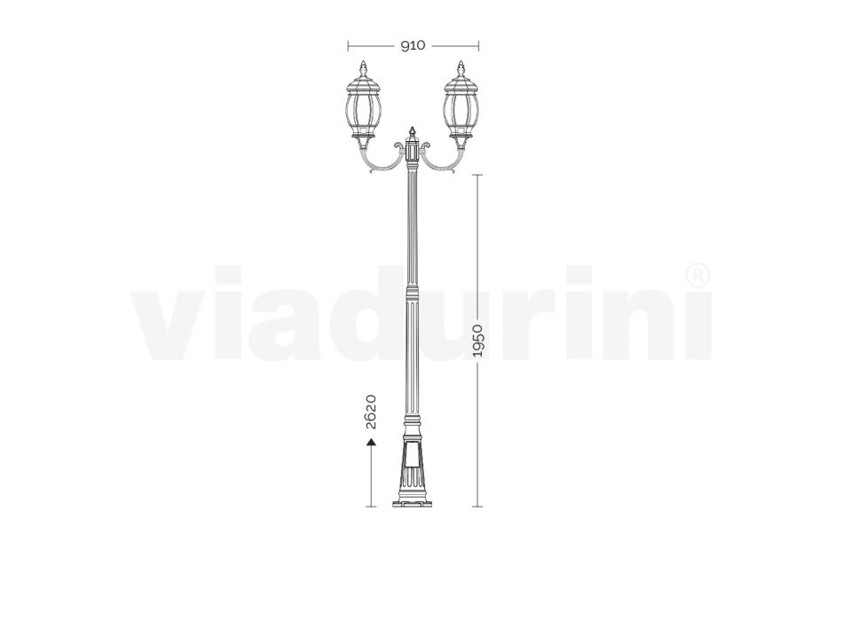 Lampa de gradina 2 Lumini in Aluminiu Stil Vintage Made in Italia - Leona Viadurini