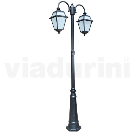 Lampa de gradina cu 2 lumini din aluminiu si sticla Made in Italy - Vivian Viadurini