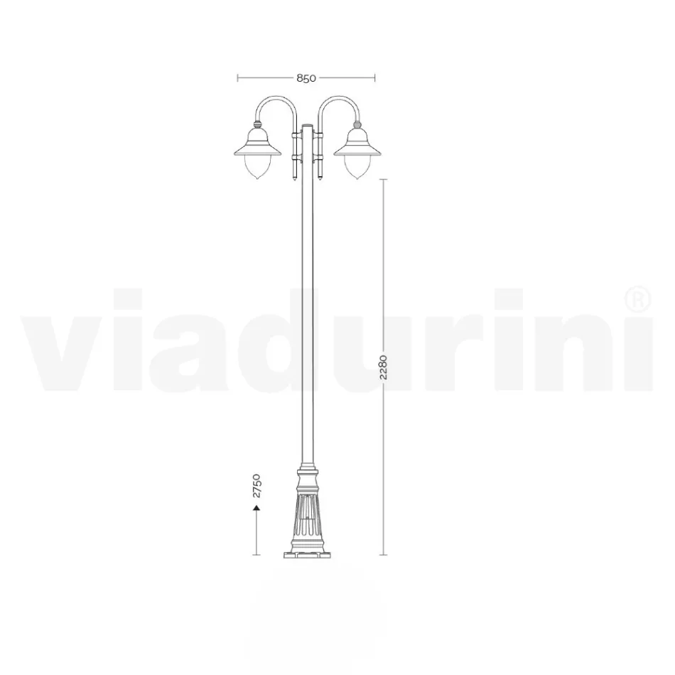 Lampa de gradina cu 3 lumini din aluminiu Made in Italy - Cassandra Viadurini