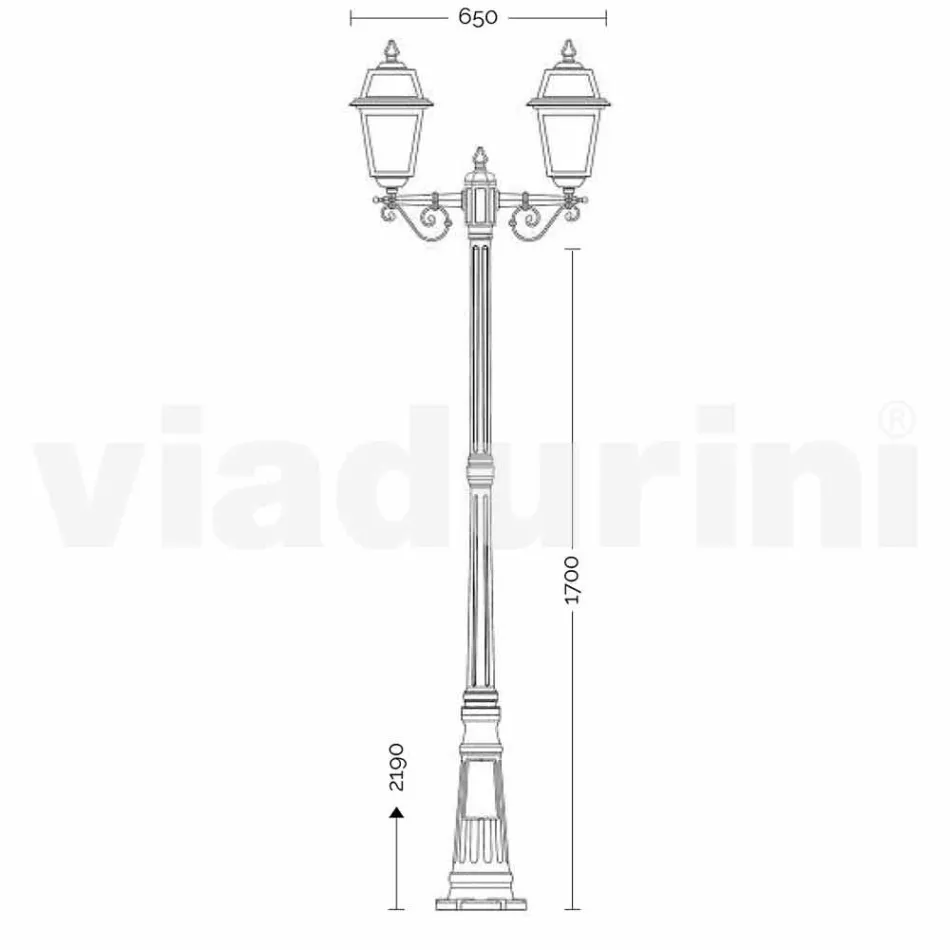 Lampă de exterior cu două lămpi din aluminiu realizată în Italia, Kristel Viadurini