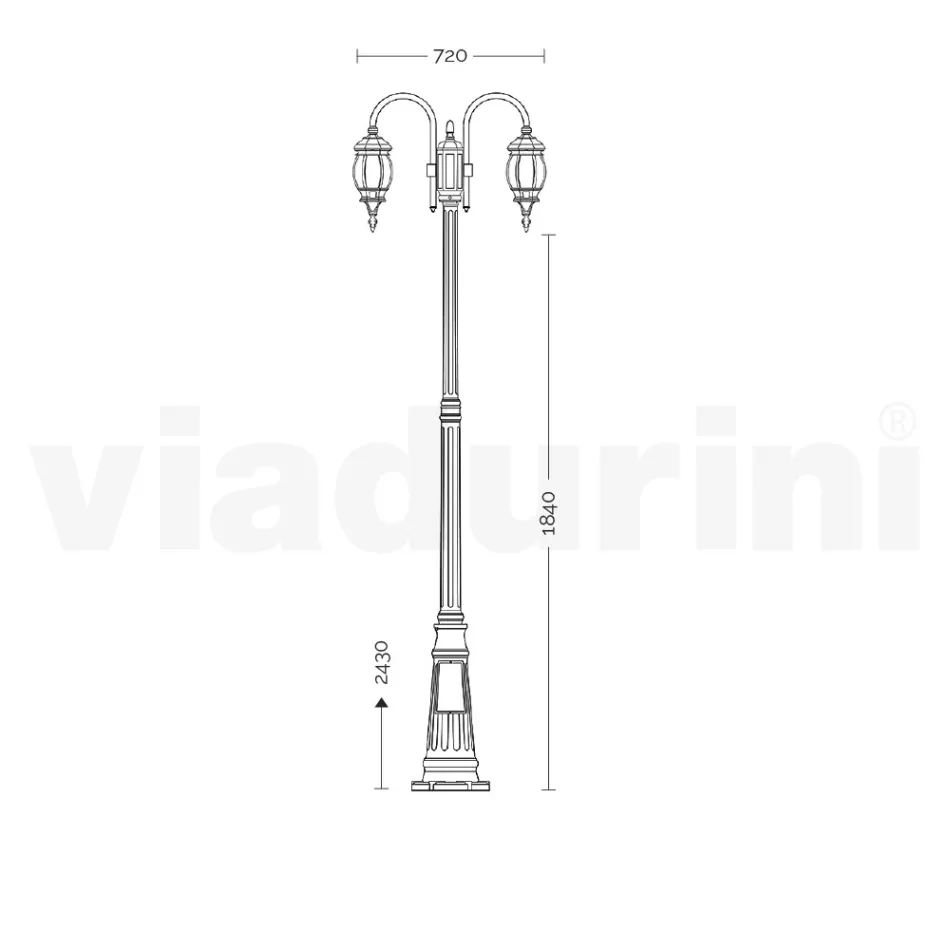 Lampăr Stil Vintage 2 Lumini din Aluminiu Antracit Fabricat în Italia - Empire Viadurini