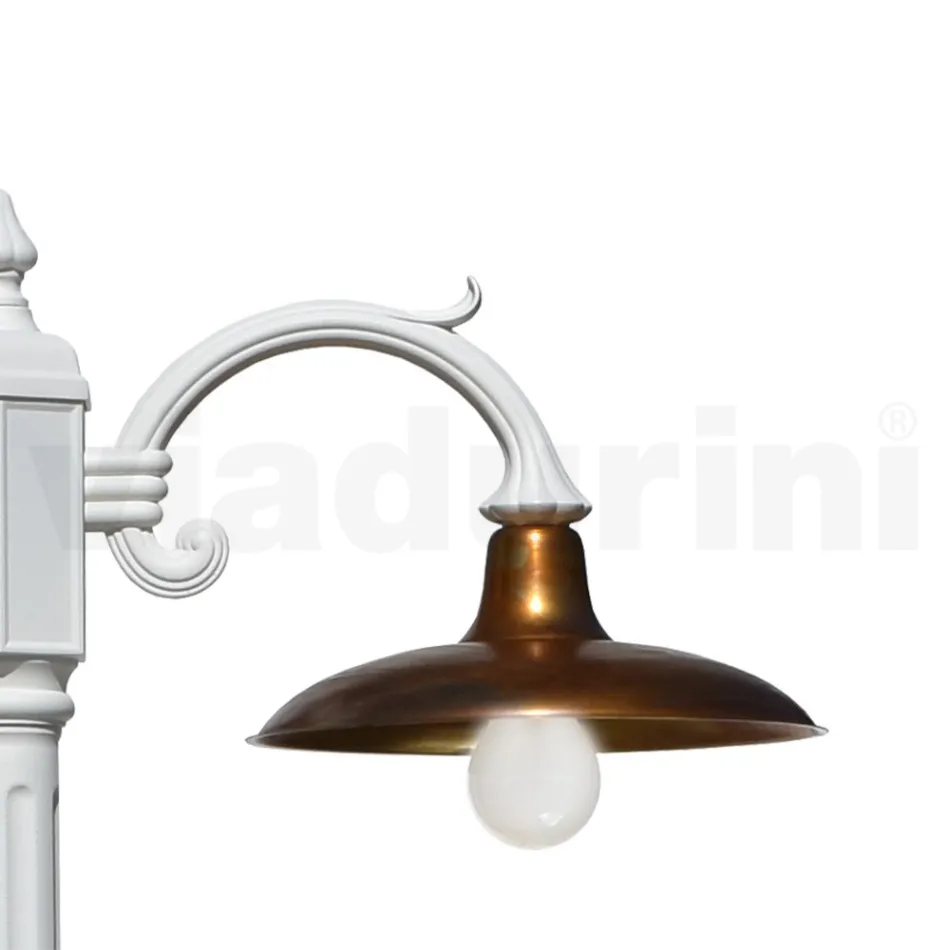 Lampa stradala in stil vintage 2 lumini din aluminiu si alama Made in Italy - Adela Viadurini