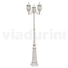 Lampa stradala in stil vintage cu 3 lumini din aluminiu alb Made in Italy - Dodo Viadurini