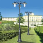 Lampa stradala in stil vintage cu 3 lumini din aluminiu gri Made in Italy - Belen Viadurini