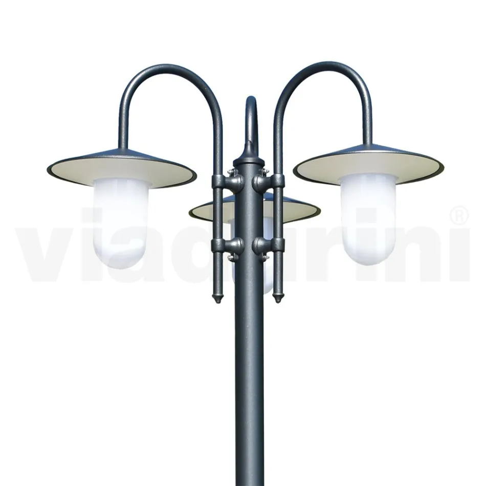 Lampa stradala in stil vintage cu 3 lumini din aluminiu Made in Italy - Belen Viadurini