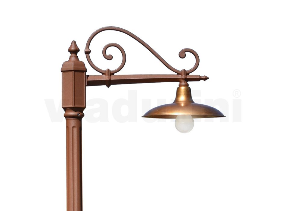 Lampa stradala in stil vintage din aluminiu corten si alama Made in Italy - Adela Viadurini