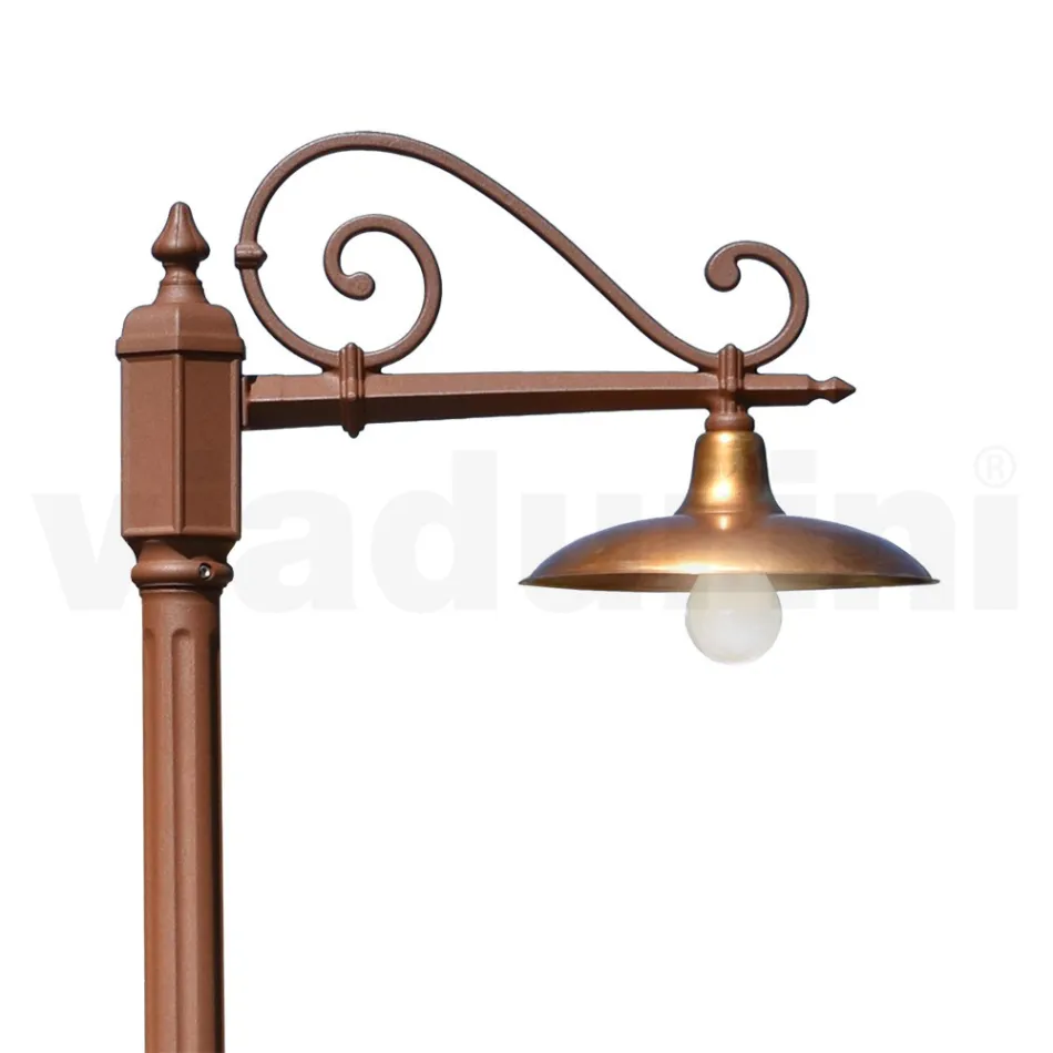 Lampa stradala in stil vintage din aluminiu corten si alama Made in Italy - Adela Viadurini