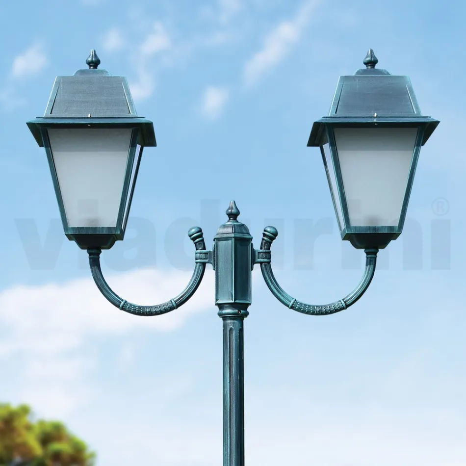 Lampă vintage cu 2 lumini din aluminiu și sticlă Made in Italy - Doroty Viadurini