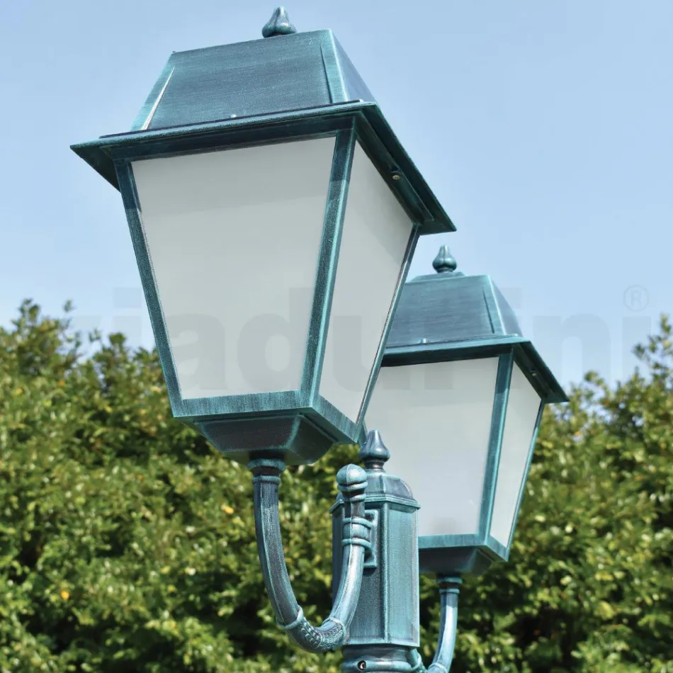 Lampă vintage cu 2 lumini din aluminiu și sticlă Made in Italy - Doroty Viadurini