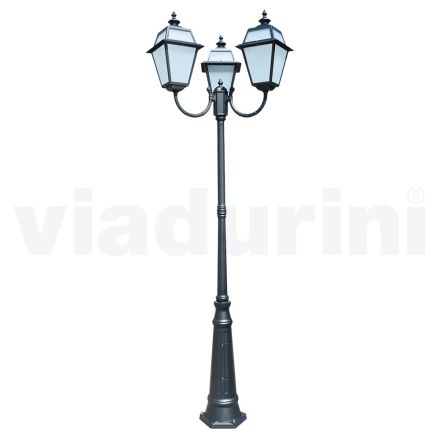 Lampă vintage cu 3 lumini din aluminiu și sticlă Made in Italy - Vivian Viadurini
