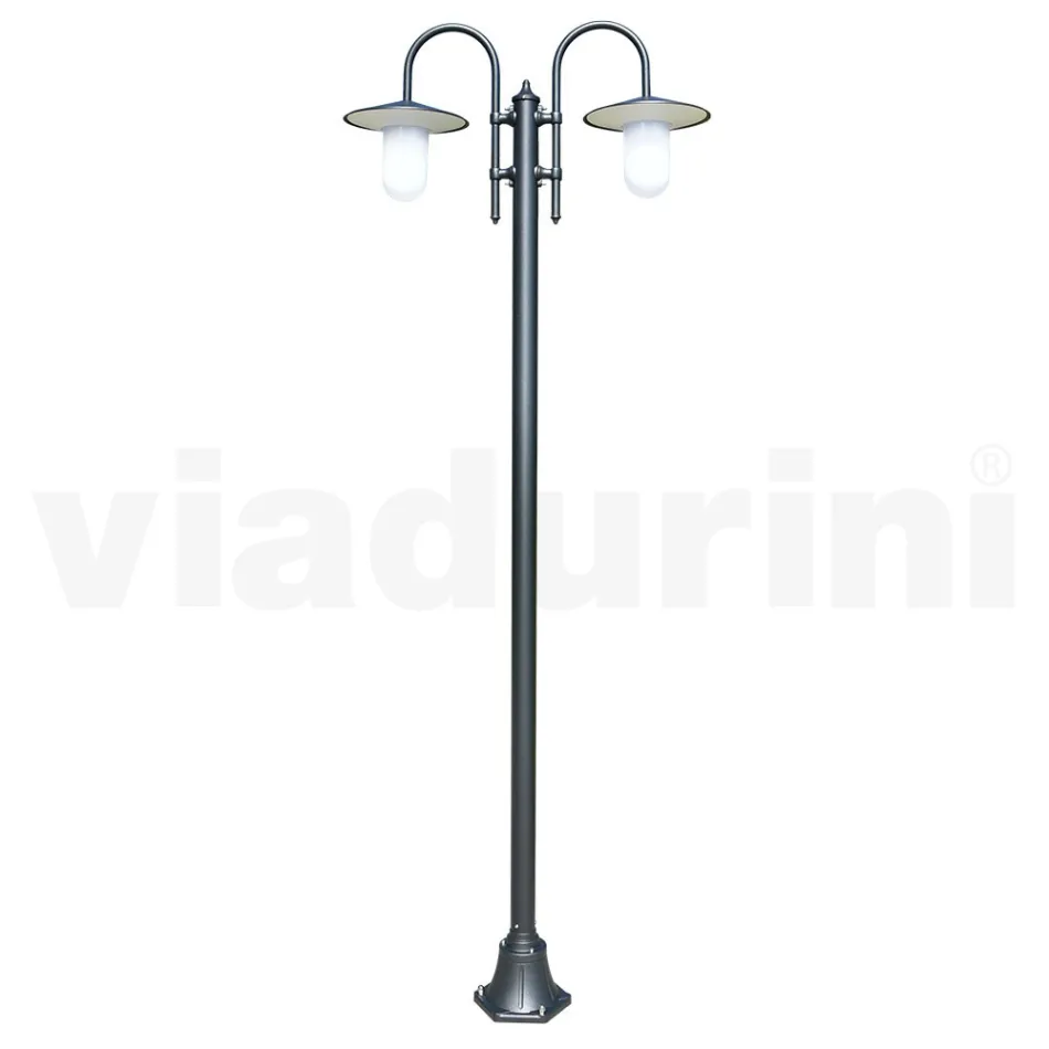 Lampa de Gradina Vintage 2 Lumini din Aluminiu Made in Italy - Belen Viadurini