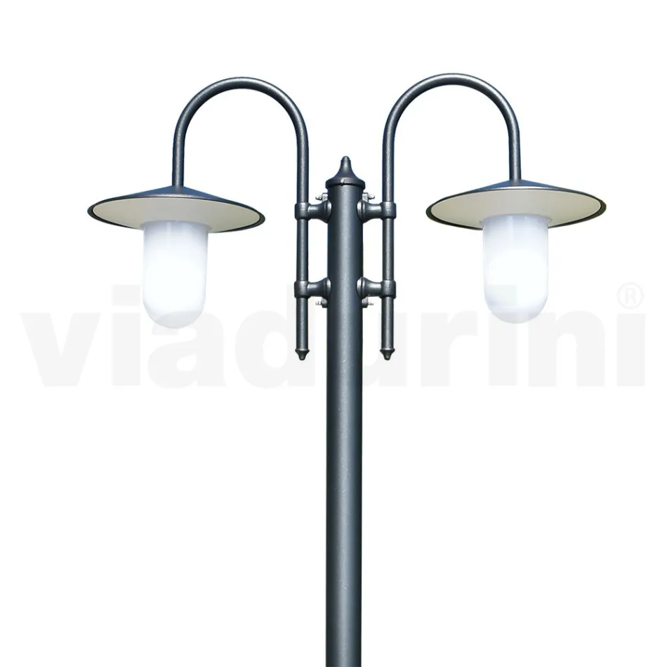 Lampa de Gradina Vintage 2 Lumini din Aluminiu Made in Italy - Belen Viadurini
