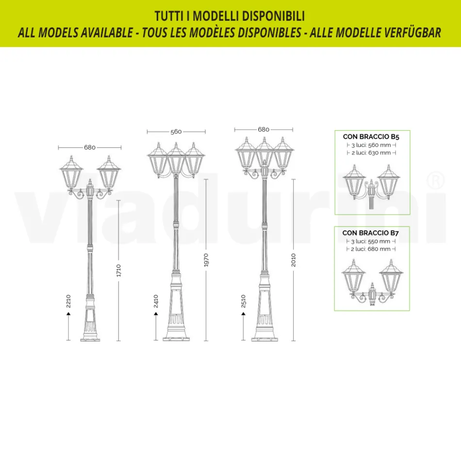 Lanternă de perete de grădină din aluminiu turnat sub presiune, fabricată în Italia - Pinako Viadurini