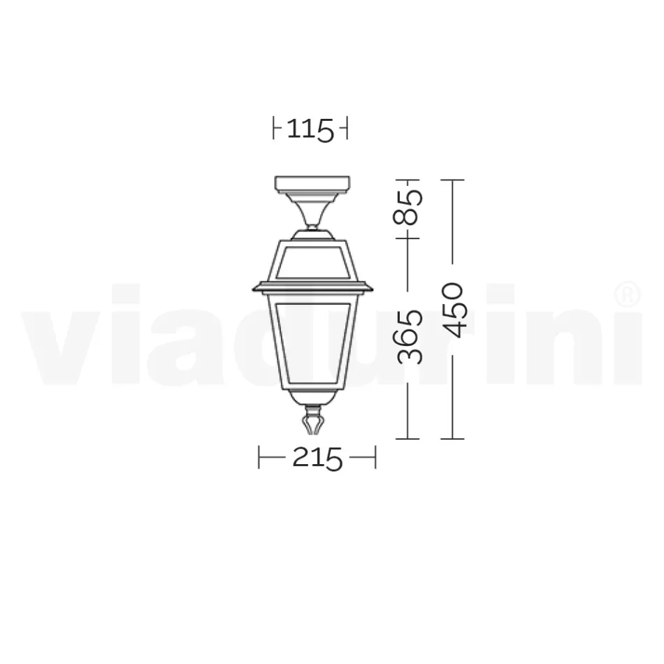 Lanterna de tavan de gradina din aluminiu antracit si sticla sablata - Elric Viadurini