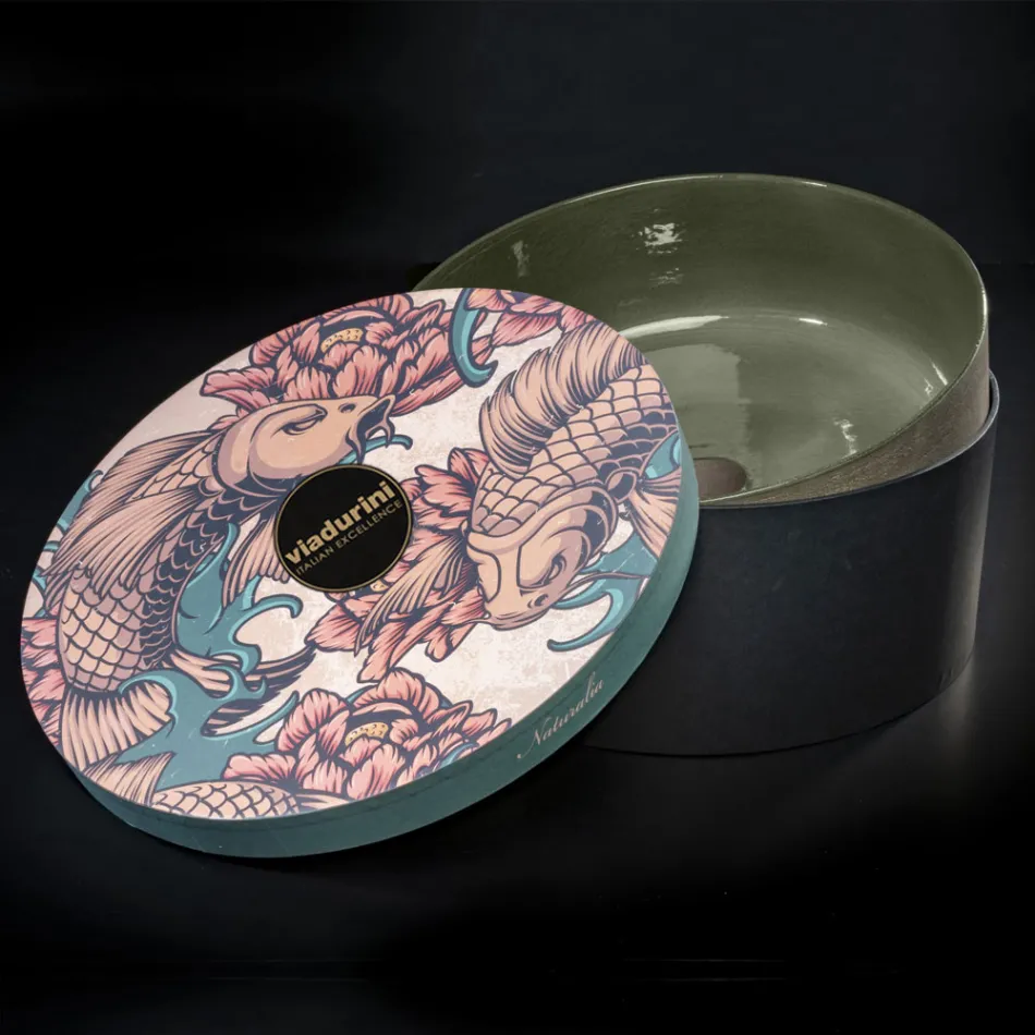 Lavoar cu vas din lut refractar verde Made in Italy - Tatiana Viadurini