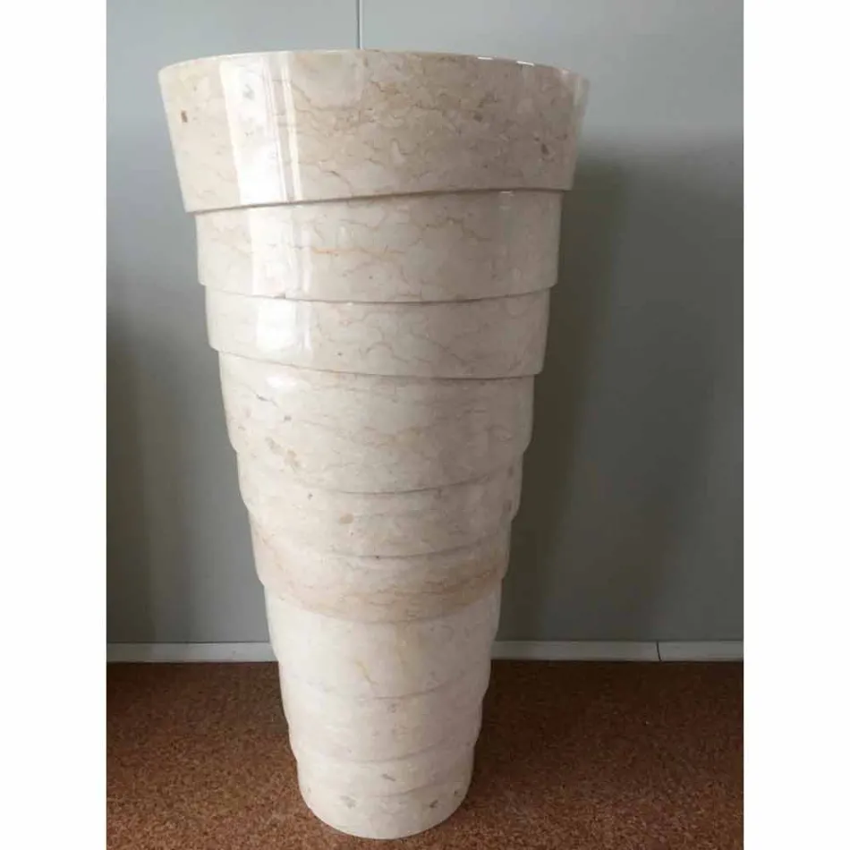 Design baie chiuveta în piatră albă Brent, bucată unică Viadurini