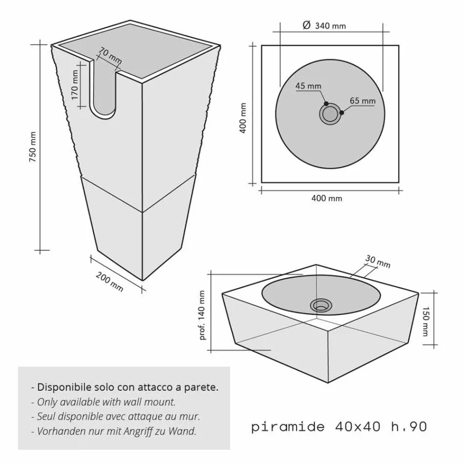 Chiuveta Coloana Piramida Natural Stone Bej Nias Viadurini