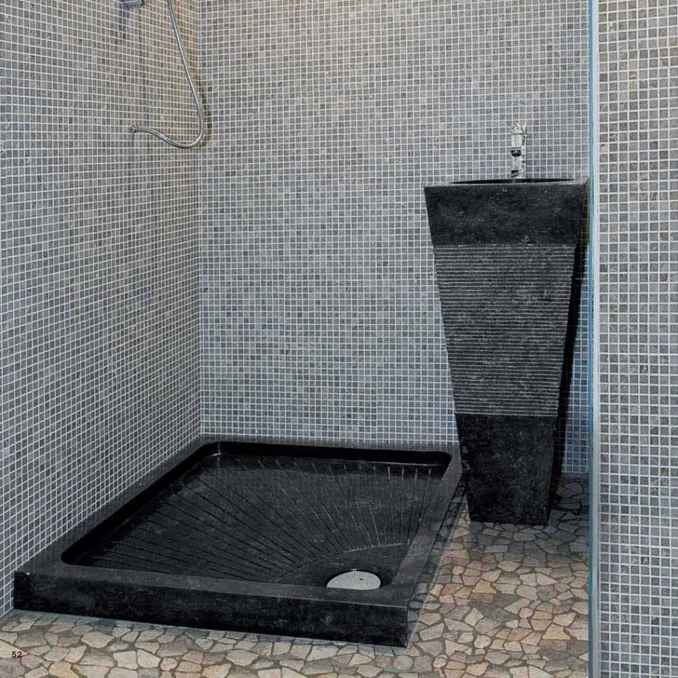 Chiuveta Coloana Piramida Piatra naturala negru Nias Viadurini