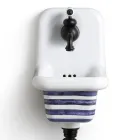 Lavoar de ceramică cu design modern, modelat, cu perete 26 cm - Iordania Viadurini