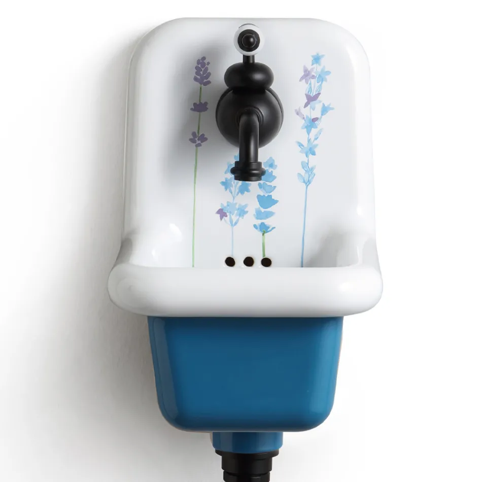 Lavoar de ceramică cu design modern, modelat, cu perete 26 cm - Iordania Viadurini