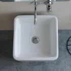 Lavoar pătrat ceramic independent cu design modern - Papavero Viadurini