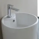Lavoar modern rotund independent din ceramică albă - Papavero Viadurini