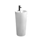 Lavoar modern rotund independent din ceramică albă - Papavero Viadurini