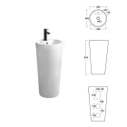 Lavoar modern rotund independent din ceramică albă - Papavero Viadurini