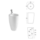 Chiuvetă rotundă ceramică independentă cu design modern - Papavero Viadurini
