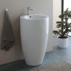 Chiuvetă rotundă ceramică independentă cu design modern - Papavero Viadurini