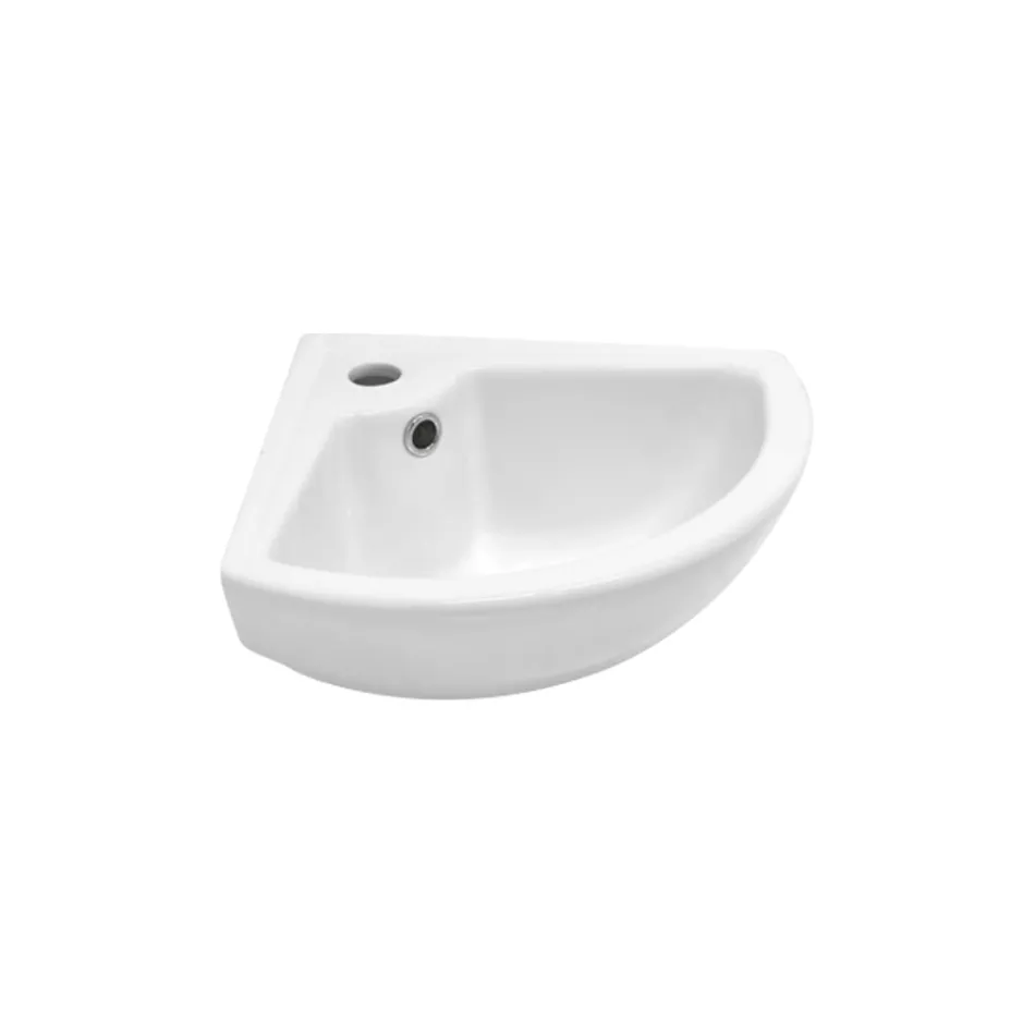Chiuvetă de colț din ceramică albă cu un design modern și elegant - Silica Viadurini
