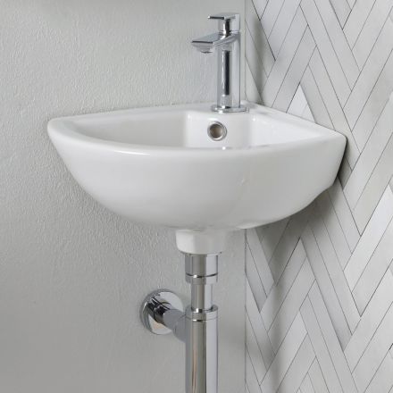 Chiuvetă de colț din ceramică albă cu un design modern și elegant - Silica Viadurini