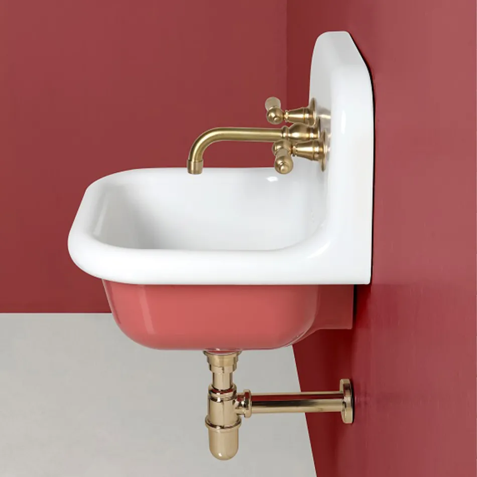 Chiuvetă de baie suspendată în ceramică albă și colorată de 42 cm - Meridiano Viadurini